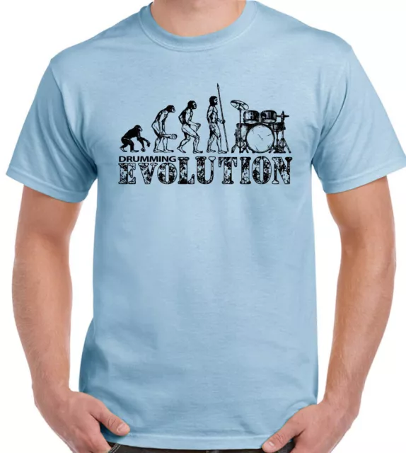 Drum Evolution T-Shirt Mens Funny Drumming Drums Cymbals Kit Sticks Drummer