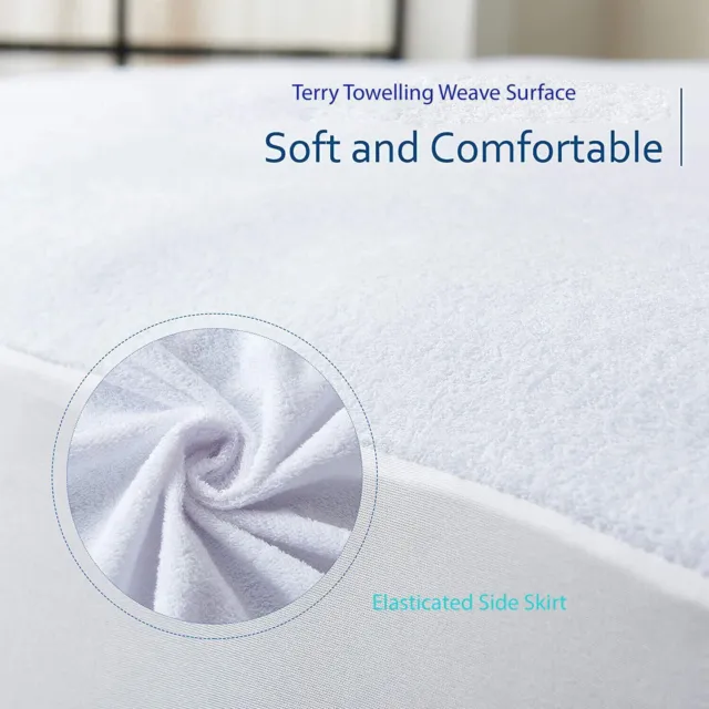 Extra Deep Waterproof Terry Towel Mattress Protector Hotel Quality Bed Cover