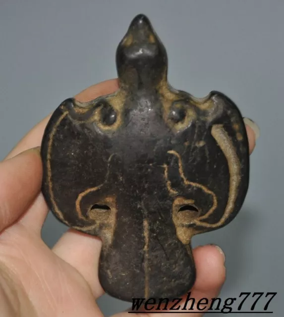 3.6"collect old China Hongshan culture old jade carved bird statue Pendant