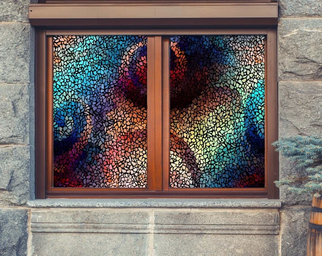 3D Pattern Pieces A457 Window Film Print Sticker Cling Stained Glass UV Sinsin