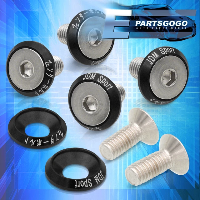 M8 6PCS JDM Aluminum License Fender Bumper Engine Dress Up Bolt Washer Kit Black