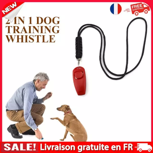 Dog Training Whistle Clicker Aid Guide Stop Barking Trainer Key Chains (Red)