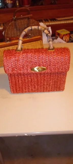 vintage wicker purse handbag