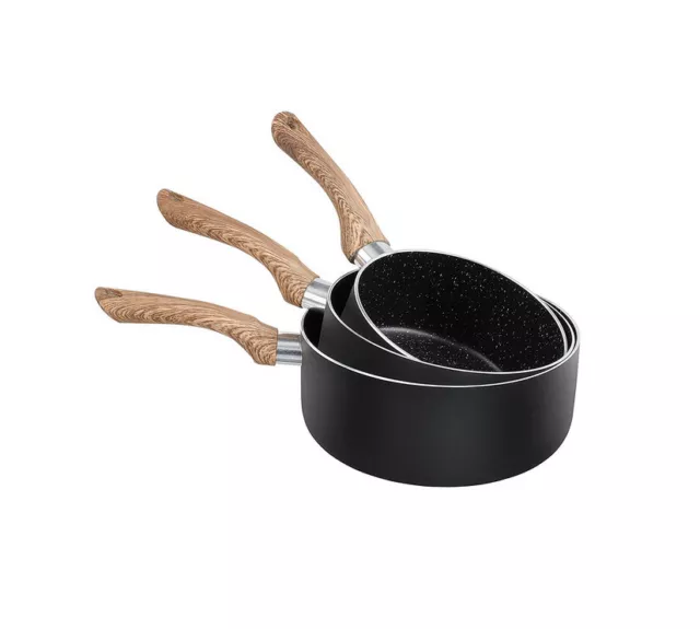 kitchen artist set de 3 casseroles antiadhésif 16/18/20cm noir/marron mep115