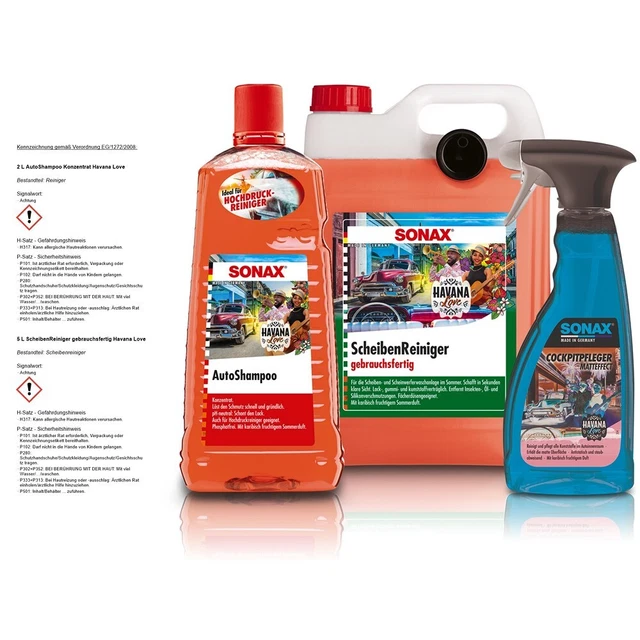 Sonax Havana Love Pulitore Dischi + Cura Abitacolo + Shampoo Auto Concentrato