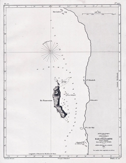 Mer Chart ELIZABETH BAIE NAMIBIE Africa Afrique Mer Chart Map Carte Marine Carte ...