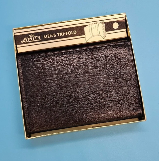 Vintage Leather AMITY Tri-Fold Billfold Men's Wallet Brown Cow Hide New