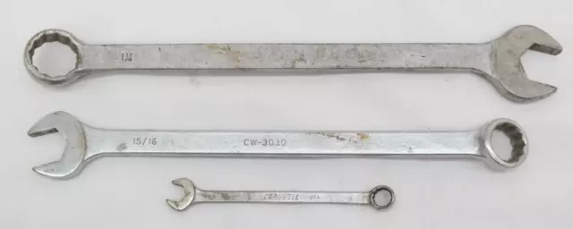 Vintage Cornwell SAE Combination Wrenches 7/16, 1 5/16, 1 1/8 Mixed Lot of 3  TF