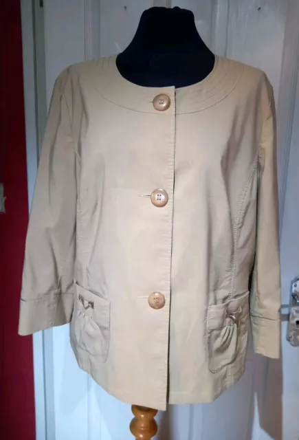 Ladies Size 18 Beige  Collarless Lined Betty Barclay Jacket Coat Top