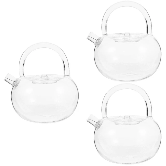 3pcs  Glass Teapot Clear Tea Kettle Glass Pot Tea Pot for Loose Tea Blooming