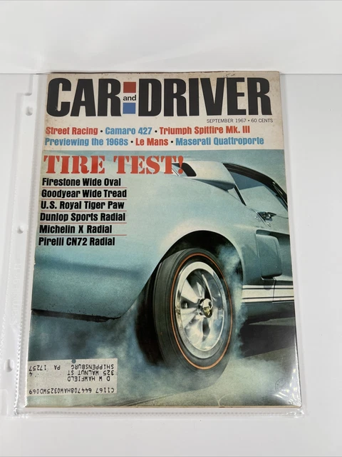 Vtg Car & Driver Magazine Sept 1967 Street Racing 427 Camaro Triumph (1) Used