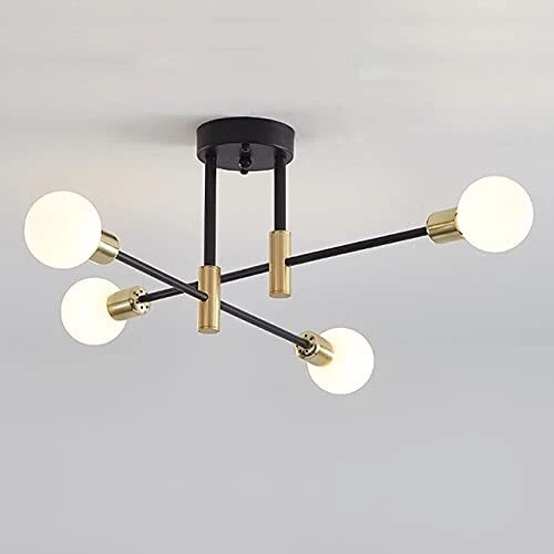 Nordic Sputnik Chandelier Ceiling Light, Vintage 4 Lights Black Gold