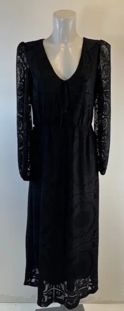 Ladies Ex Wallis Black Crochet Lace  Dress Size 8 10 12 14 16 18