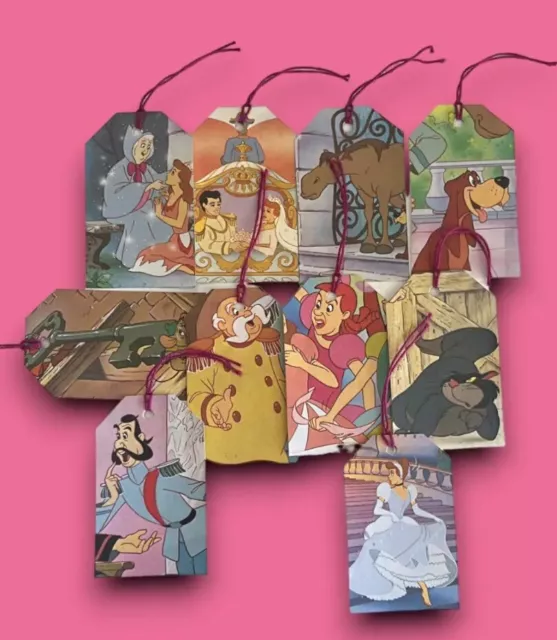 Gift Tags Cinderalla Book (Pack 10) Upcycled Birthday Present Homemade Disney