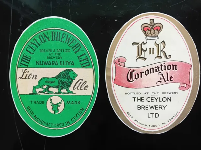 2 Beer Labels  THE CEYLON BREWERY LTD   Lion Ale & Coronation Ale