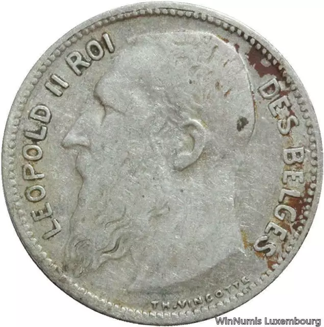 G0126 Belgique 1 Franc Léopold II type Vinçotte 1904 Légende FR Argent