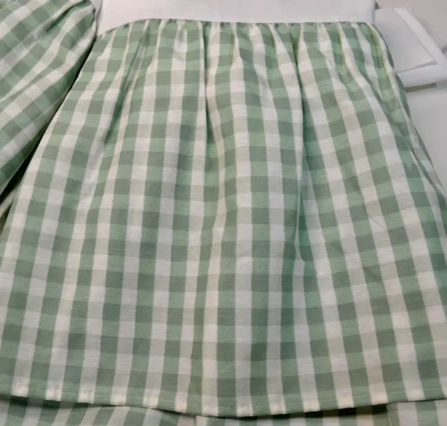 VINTAGE Green Plaid Check 13" Drop Dust Ruffle Skirt Queen Sz Westpoint Stevens