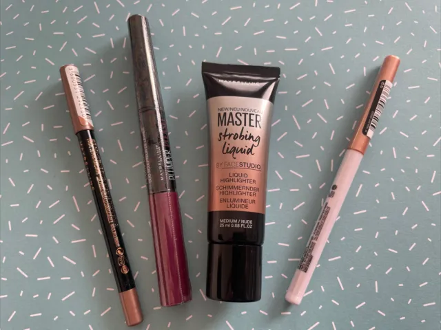 Maybelline Makeup Beauty Bundle Lip Gloss Lasting Drama Eyeliner Highlighter New