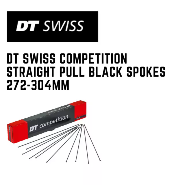 DT Swiss 14/15G Straight Pull Black Competition Double Butted Spokes - 272-304mm