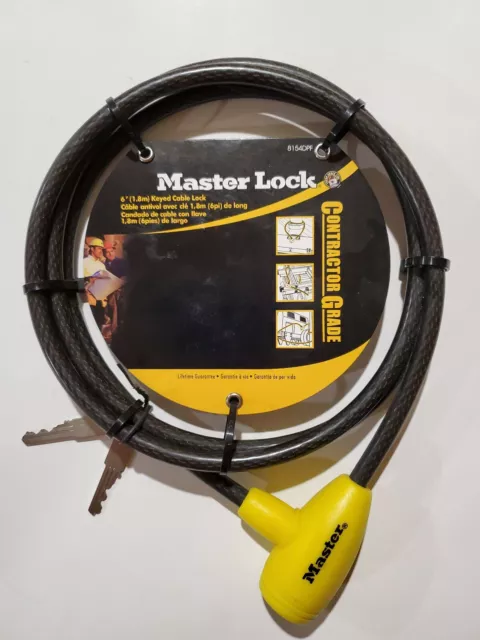 New Master Lock 8154Dpf 3/8" X 6' Vinyl Coated Steel Keyed Cable Lock 8715377