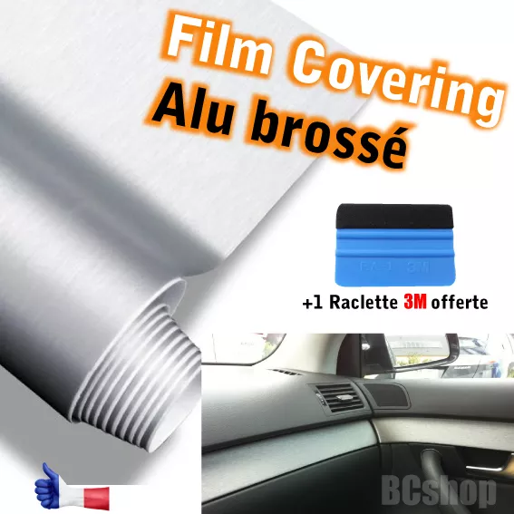 film vinyle alu brossé noir thermoformable sticker adhésif covering 30cm x  20cm