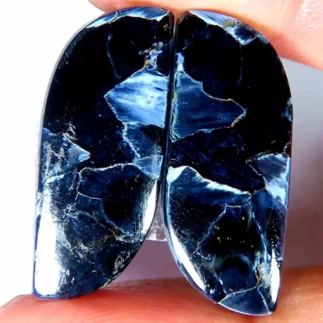 20.80Cts.100%Natural Blue Pietersite Matched Pair Fancy Cab 10x25x4mm Gemstone