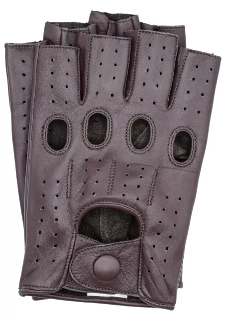 Riparo Fingerless Half Finger Driving Motorcycle Gloves - Dark Brown