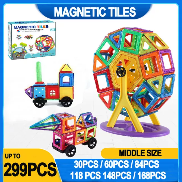 299PCS Kids Magnetic Tiles Blocks Building Toys 3D Magnet Kit Children Gift Play