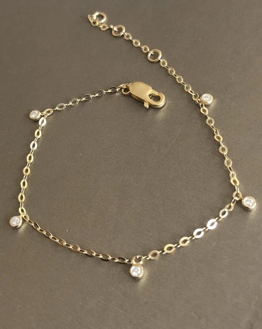 9ct Yellow Gold Solitaire Diamond Eternity Bracelet 0.15ct By The Yard Charms