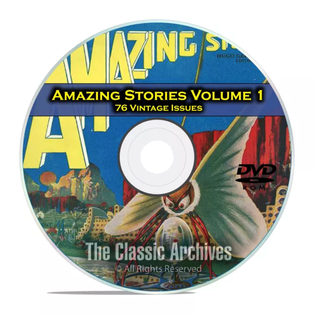 Amazing Stories Vol 1, 76 Vintage Pulp Magazine, Fiction, Hugo Gernsbeck DVD C31