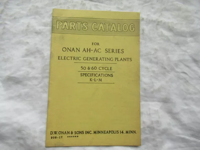 ONAN AH series electric generating plants parts catalog manual