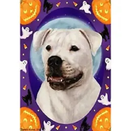 Halloween Garden Flag - Silver - American Bulldog 123001