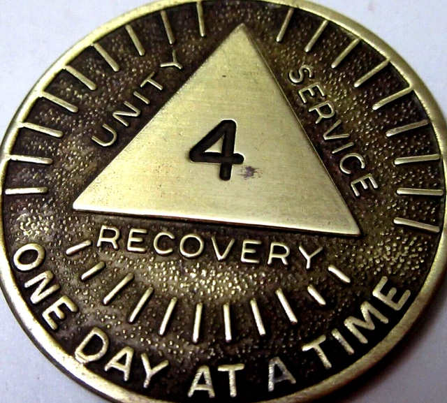Alcohólicos Anónimos AA 4 Años Sol Bronce Medallón Ficha Moneda con ficha