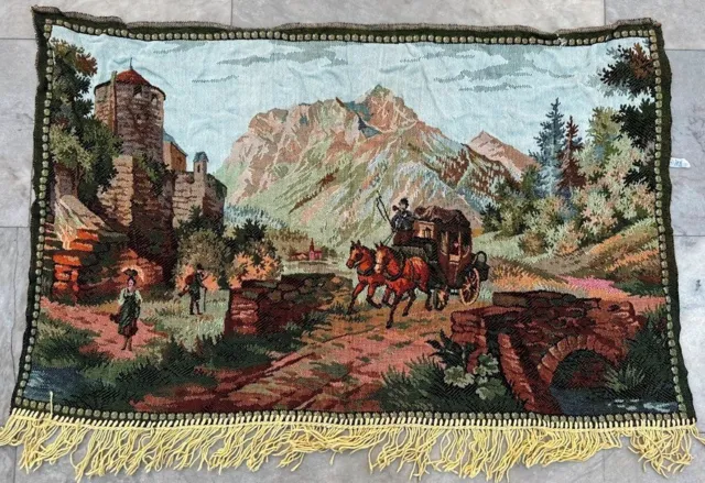 Vintage French Tapestry Beautiful Pictorial Amazing Wall Decor Tapestry 2x3 ft
