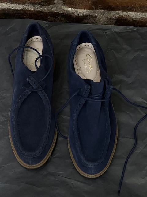 CLARKS SOMERSET NAVY Suede Heeled Lace Up Shoes 5D
