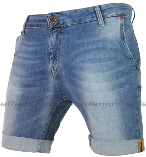 Bermuda Uomo Jeans KLIXS Denim Made in Italy pantaloncini slim elasticizzati 171