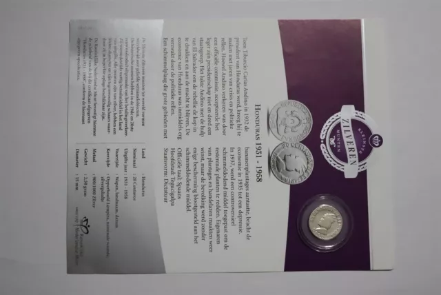 🧭 Honduras 20 Centavos 1951 Silver With Coa B53 #10 Cg41