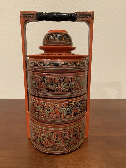 Gorgeous Antique Burmese (Myanmar) Tiffin Box 4-Tiers 2