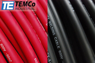 WELDING CABLE 4 AWG 50' 25' BLACK 25' RED FT BATTERY USA NEW Gauge Copper Solar
