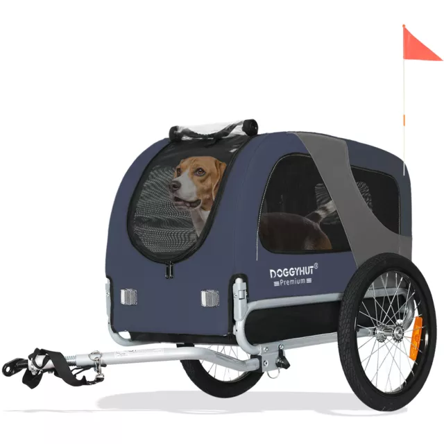 DOGGYHUT® Premium MEDIUM rimorchio per cani rimorchio per bicicletta per cani senza jogger 3