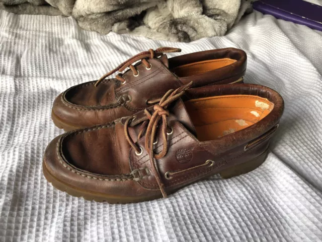 Vintage TIMBERLAND Authentic 3 Eye Classic Mid Brown UK 6M Boat Shoes