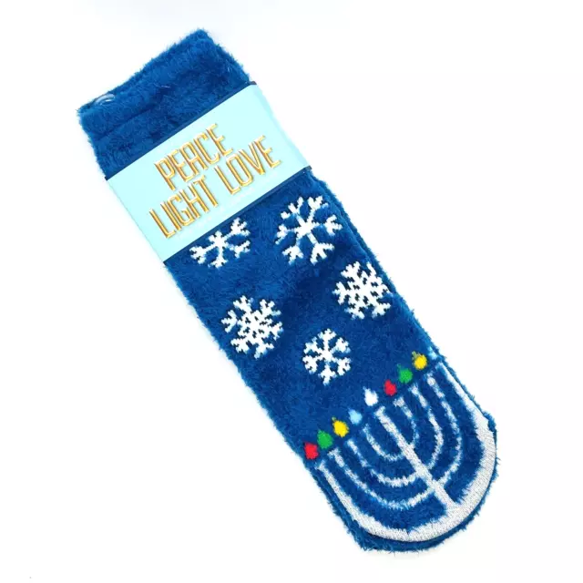 Bath & Body Works HAPPY HANUKKAH Menorah Blue Shea-Infused Cozy Lounge Socks