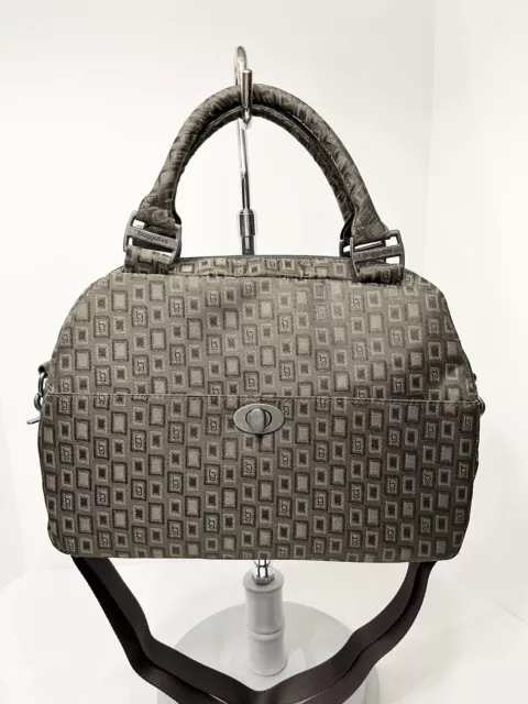 Baggallini Brown Jacquard Satchel Tote Purse Travel Crossbody Adjustable Bag EUC