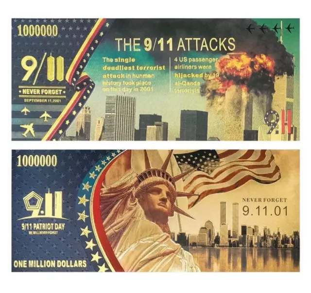 9/11 The World Trade Centre Attack Gold Foiled Bank Note / Coin Collectors Item 2