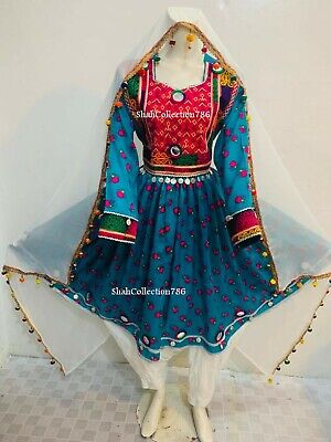 Beautiful Afghan dress with embroidery and coins traditional tribal style