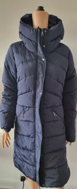 Next Womens Navy Recycled Coat With Large Zipped Hood Size 8 Rrp£55