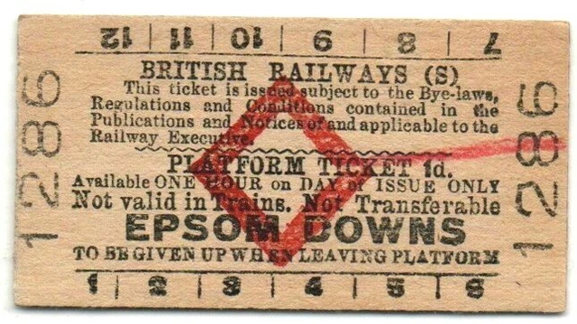 BR(S) Platform Ticket Epsom Downs 1d
