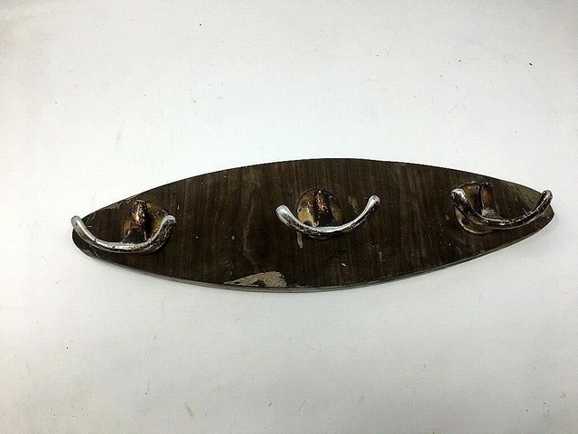 Old Wooden Brass Coat Hanger Hook Wall Fix Tie Hanger 3 Hook Handcrafted 6
