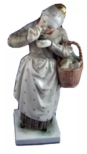 Antico 20thC Nymphenburg Porcellana Tabacco da Fiuto Lady Figurina Figura