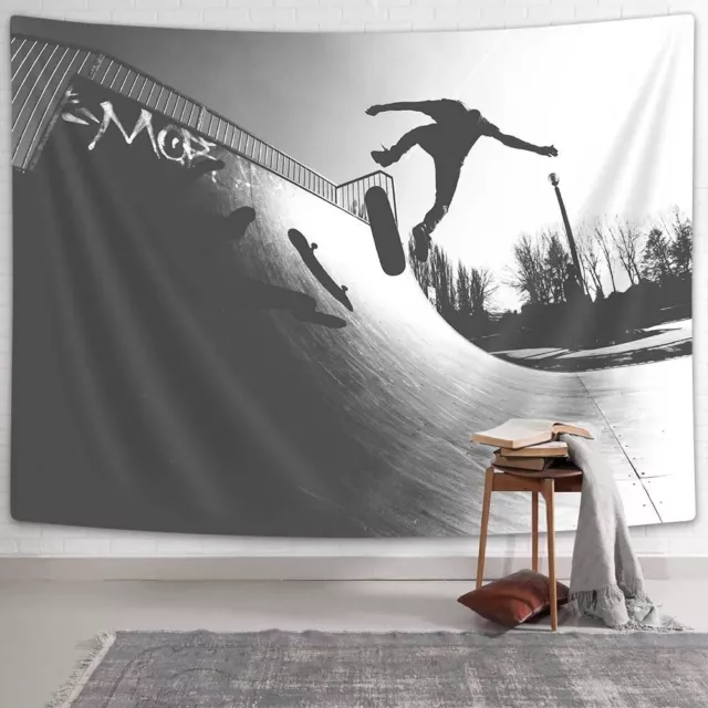 Skate Sports Extra Large Tapestry Wall Hanging Park Kickflip Fabric Room Decor